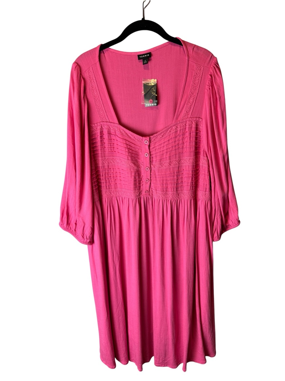 Torrid Mini Rayon Slub Pintuck Skater Dress Pink 2X